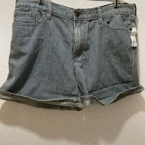 New Banana Republic Roll-Up Shorts Stripe Premium Denim Jean Size 32